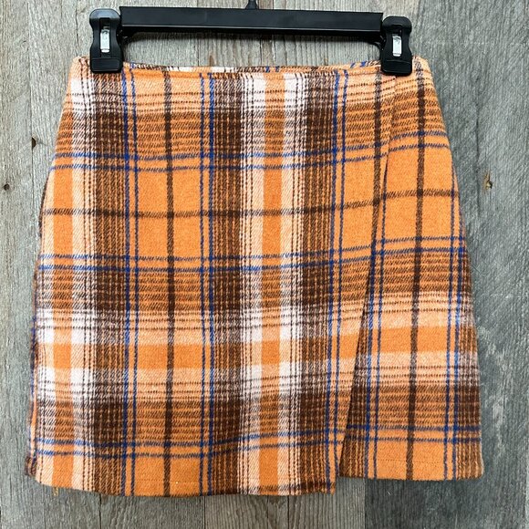 Preppy Orange Plaid Skirt XS - Picture 1 of 7